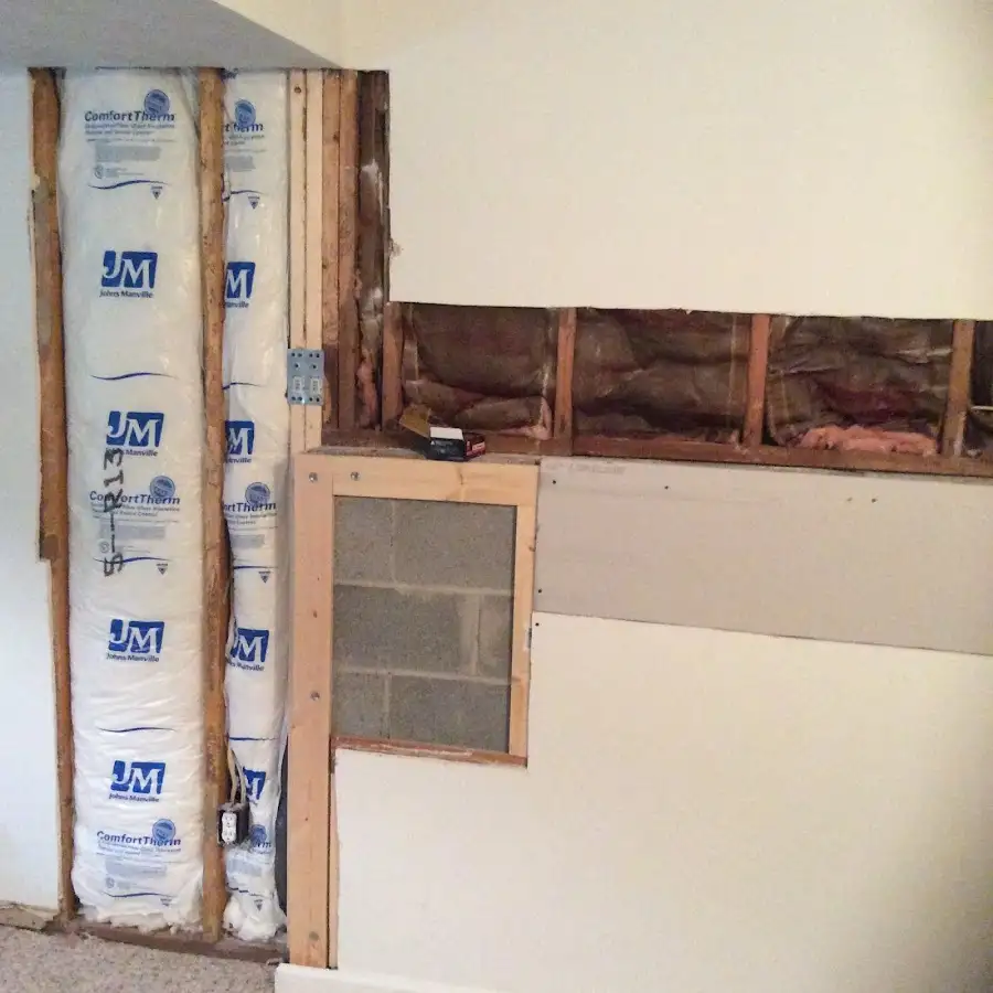 Wall insulation replacement during Basement Flood Cleanup in Ilchester